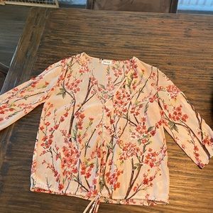 Spring floral peach shirt